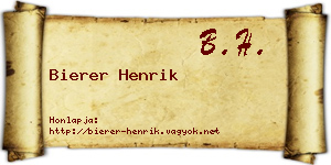 Bierer Henrik névjegykártya